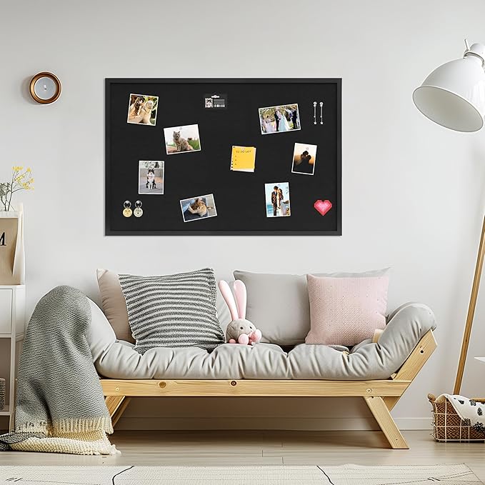 Cork Board with Linen Black 2Pack,Bulletin Board 36"x24", Corkboards for Office Home School Message Board or Vision Board Decoration.