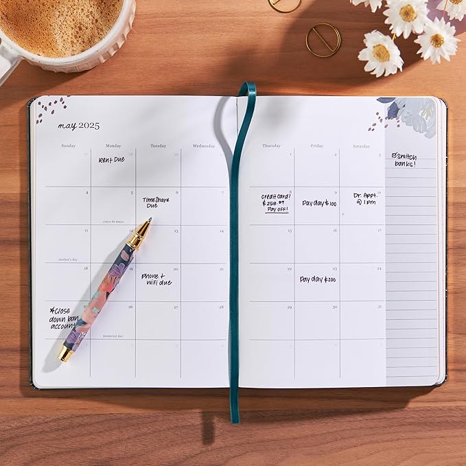 Erin Condren 2025 Softbound Life Planner (Jan - Dec 2025), A5 12-Month Weekly & Monthly Planner Journal, Horizontal Layout, Soft Cover, Layflat Binding, Bold Blooms Cover & Interior Design