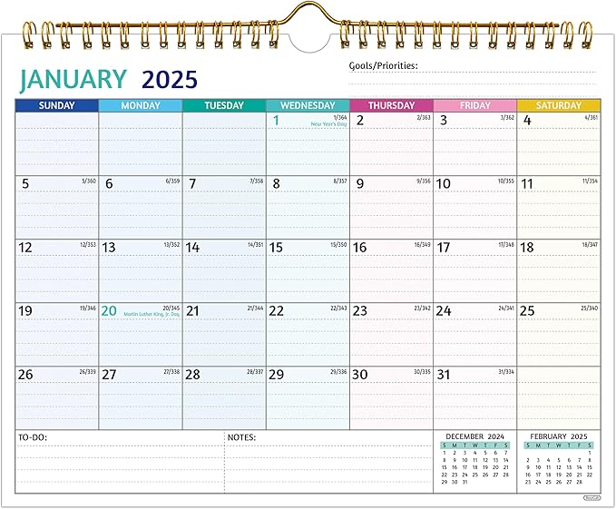 Wall Calendar 2025-2026 – 2 Year Calendar 2025-2026, 11 x 8.5 In, Jan 2025 - Dec 2026, 2025 Calendar 24 Months, Small Monthly Calendar 2025, with Ruled Blocks, Thick Paper, Holidays, To-dos & Notes