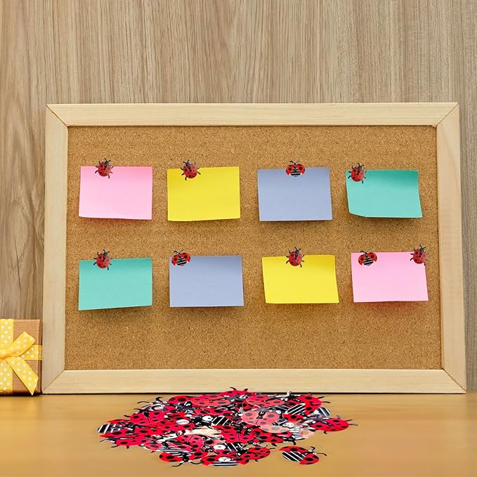 GOUWEIBA 40 Packs Decorative Thumb Tacks - Cute Push Pins Colorful Pushpins for Photo Wall Cork Board Bulletin Board Home Office Decor Cubicle Decorations (Ladybug)
