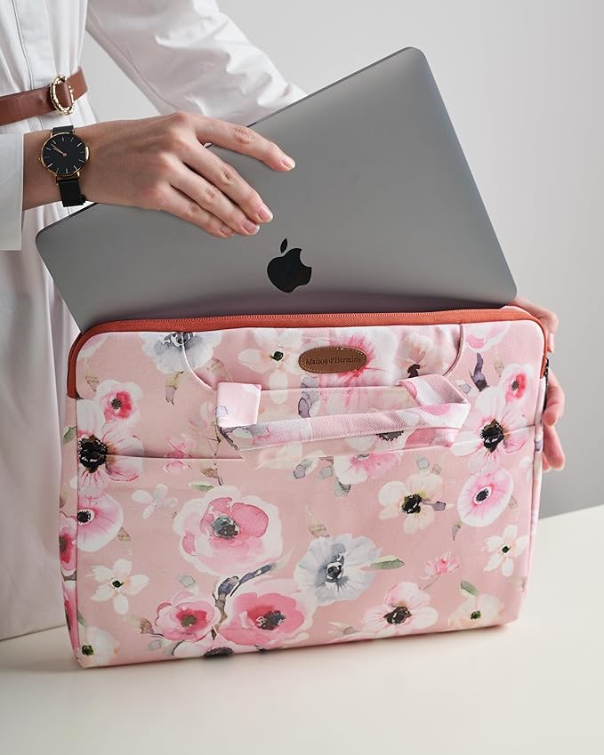 Maison d'Hermine Laptop Bag upto 15.6 inch Stain and water repellent Cotton canvas - Romantic Poppy
