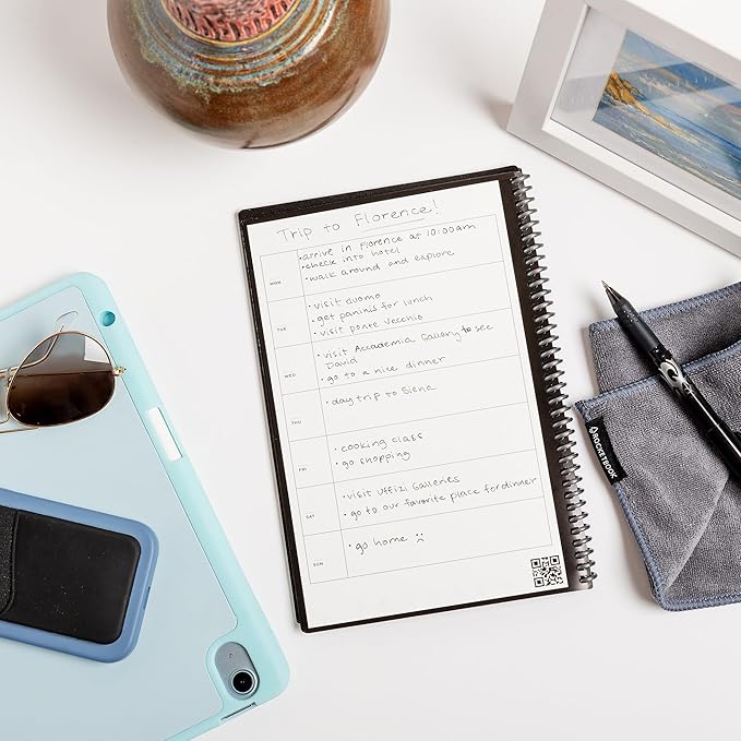 Rocketbook Fusion Reusable Undated Productivity Planner, Letter Size 8.5x11, Green - Goals, Monthly and Weekly Calendar, Daily To-do List, Lined and Dotted Notes Pages