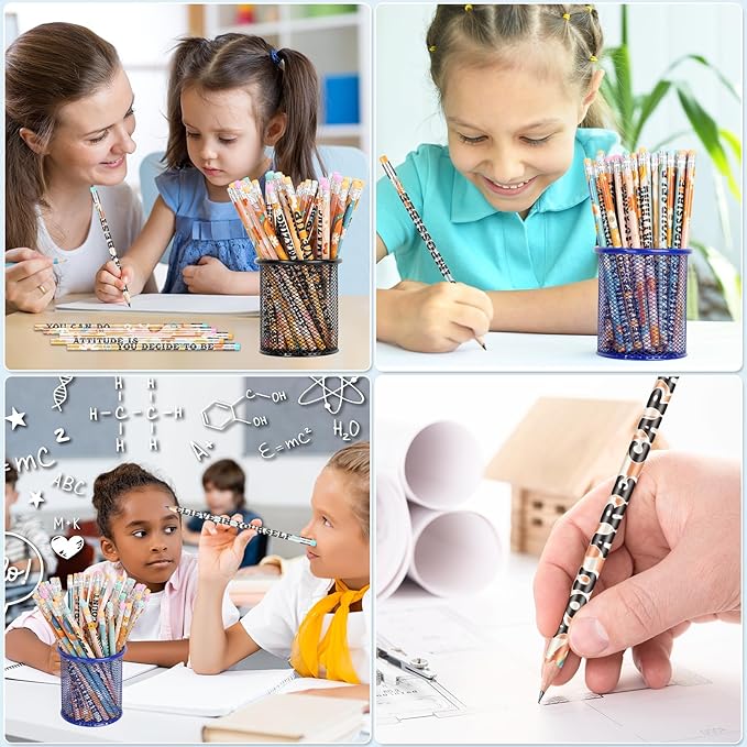 200 Pcs Retro Motivational Pencils Bulk, Inspirational School Pencils for Classroom, Cute Wood Pencils with Encourage Positive Saying, Back to School Supplies for Kids Student Teacher Classroom Reward