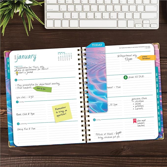 HARDCOVER 2025 Planner, 8.5"x11": 14 Months (November 2024 - December 2025), Daily Weekly Monthly Planner, Yearly Agenda, Bookmark, Pocket Folder and Sticky Note Set (Summer Bliss)