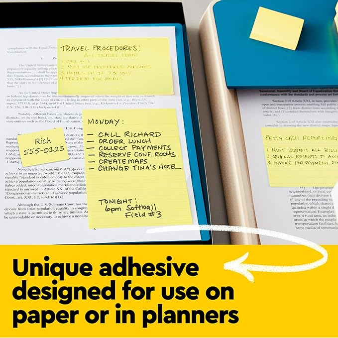 3M R335YW Post-It Lined Pop-Up Notes, 3 x 3, Yellow, 100 Sheet Pad, 6/Pack