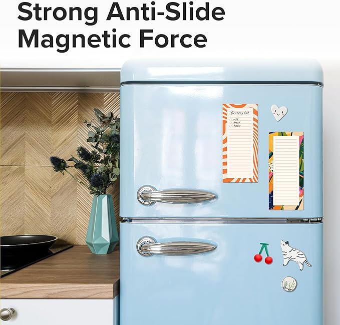 X-bet MAGNET Magnetic Notepads for Refrigerator 4 pack 30 sheets, 70g double gummed paper with color printing