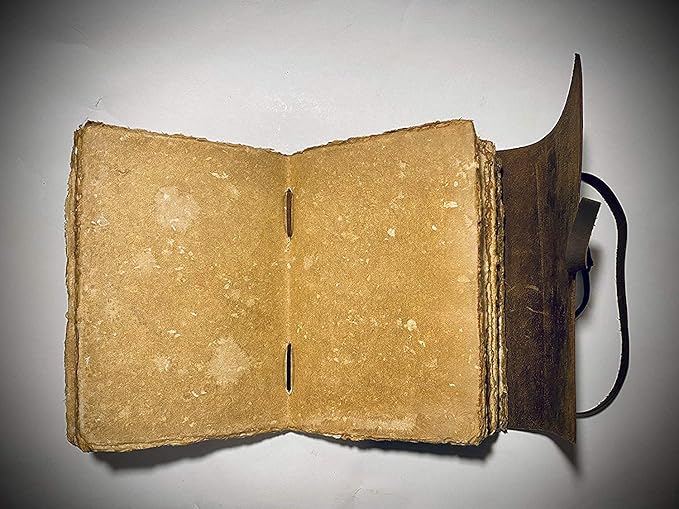 Vintage Leather Journal - 200 pages Deckle Edge Rustic Paper - Unlined Pages Book of Shadows, Grimoire, Junk Notebook, Fantasy Medieval Gifts, Sketchbook, Antique Scrapbook (Dark Brown, 9"x6")