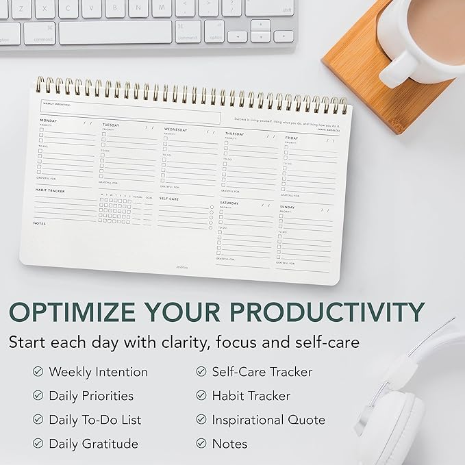 Zen & Flow - Undated Weekly Planner, Dashboard Desk Pad, Dashboard Desk Notepad, Productivity, Daily To Do List, Habit Tracker, Desk Notepad, Desk Planner, Dashboard Planner