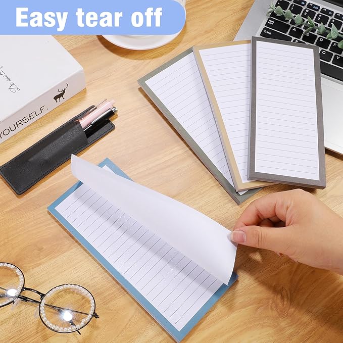 4 Pack Magnetic Note Pad for Fridge with Pen Holder, Totally 200 Sheets Magnetic To Do List, Grocery List, Shopping List, Memo Pads for Refrigerator(Dark Color)