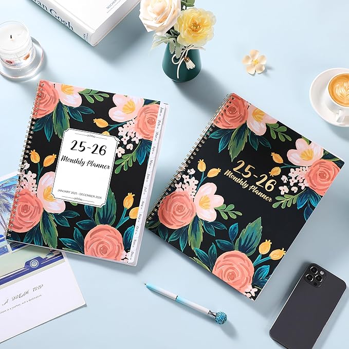 2025-2026 Monthly Planner/Calendar - JAN 2025 - DEC 2026, 2 Year Monthly Planner 2025-2026, Monthly Planner 2025-2026 with Two-Side Pocket, 9'' x 11'', Monthly Tabs, Sturdy Binding