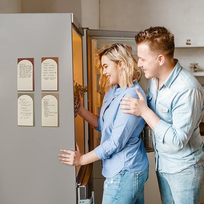 Beautiful Magnetic Notepads for Fridge - Set Of 4 Modern Note pads With Lined Pages to Easily Write Notes & Make Grocery/Shopping Lists - The Perfect To Do Pad w/ Strong Magnets for Your Refrigerator