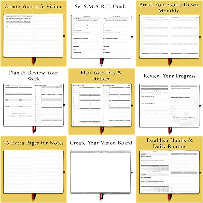 The Phoenix Planner - Best Daily Calendar and Agenda for Goal Setting, Boost Happiness and Productivity - Gratitude Journal, Habit Tracker, Quarterly Business Planner - 6 Months, Undated (Sapphire)