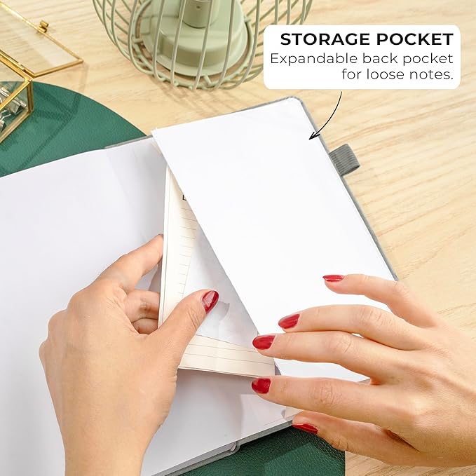 Clever Fox Dotted Journal 2.0 – Compact Planning and Sketching Dot Grid Notebook 120 GSM Thick, No-Bleed Paper – Planner with Pen Loop, Pocket, Ribbons, Stickers A5 - Gray