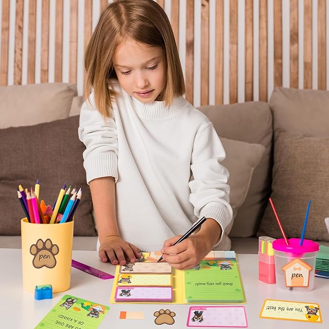 B1ykin Sticky Notes Set - Cartoon Theme Cute Self-Stick Notes Pad Teacher Appreciation Gifts, Self-Adhesive Writing Memo Pages Sticky to Do Notepad for Kids Employee School Office (Yorkshire Terrier)