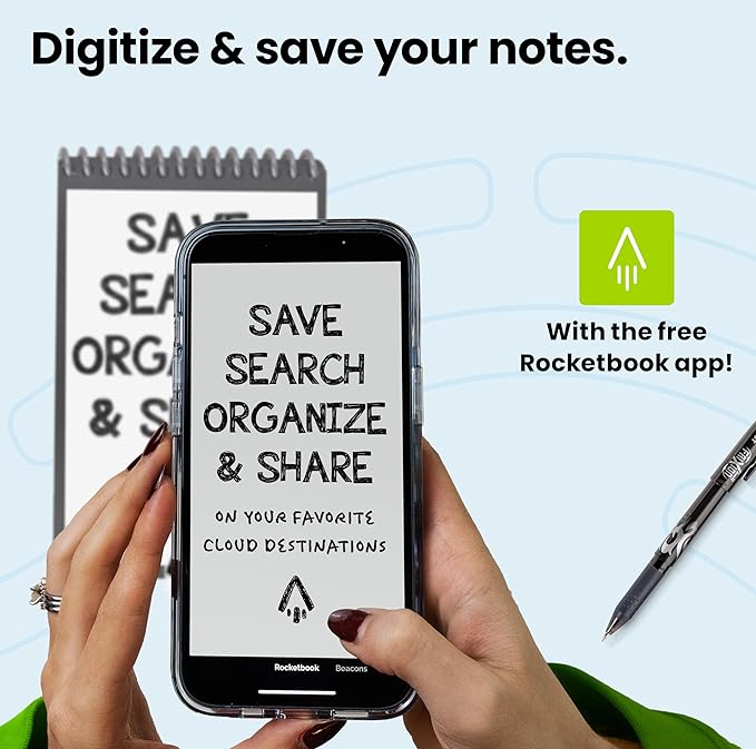 Rocketbook Smart Reusable Notebook, Mini Spiral Notebook, Infinity Black, (3.5" x 5.5")