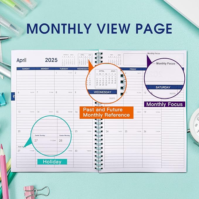 Cheneyboo 2024 Calendar Planner: July 2024-December 2025 Calendar Planner 2024-2025, 7.5"x10.2" Larger Size Planner with Double Inner Pocket, 18 Month Calendar Planner, Green