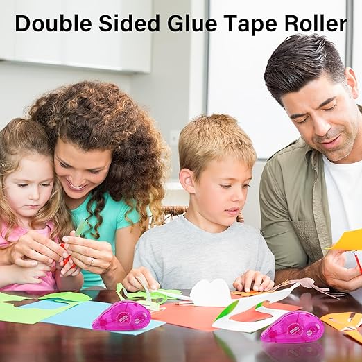 Glue Runner Permanent, Double Sided Adhesive Scrapbook Runner Tape Roller, 0.3-inch by 360-Inch, Permanent Adhesive Dots Roller Applicator - 12 Packs Rose