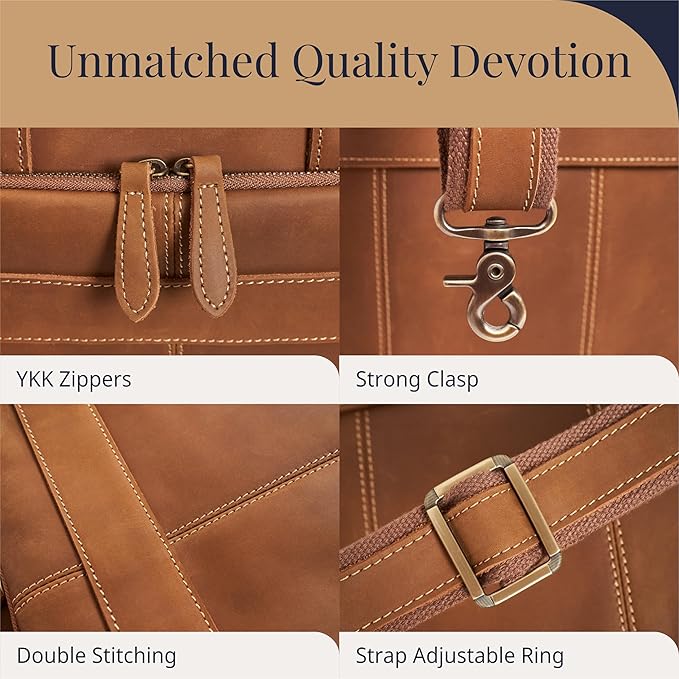 Luxorro Full-Grain Leather Briefcases for Men, Leather Laptop Briefcase For Men, Leather Bag, Leather Computer Bag For Men