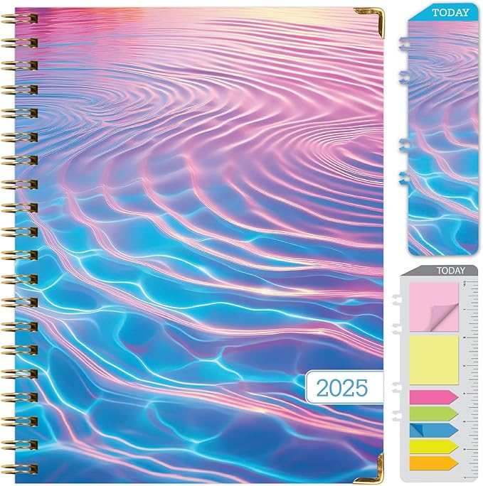 HARDCOVER 2025 Planner, 8.5"x11": 14 Months (November 2024 - December 2025), Daily Weekly Monthly Planner, Yearly Agenda, Bookmark, Pocket Folder and Sticky Note Set (Summer Bliss)