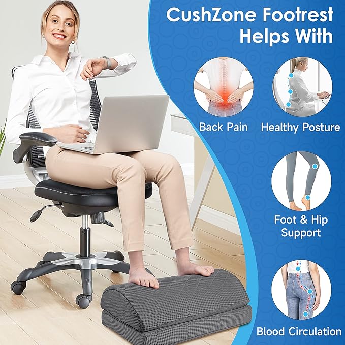 Foot Rest,Desk & Gaming Accessories,Foot Rest for Under Desk at Work,Comfortable Footrest with 2 Adjustable Heights & Removable Cover, Office Desk Accessories(Gray)