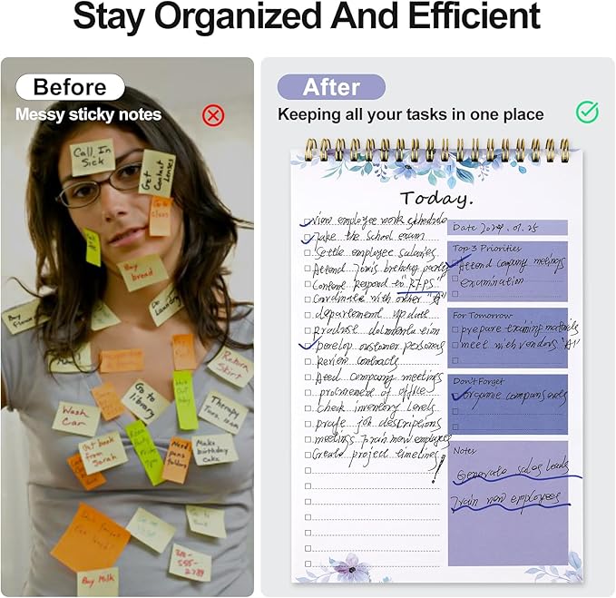 To Do List notepad - To Do List Notebook for Work with 52 Sheets, Undated Daily Planner Perfect for Daily Tasks and Goal Setting, To Do List Notepad Suitable for Office, Desk, Classroom,