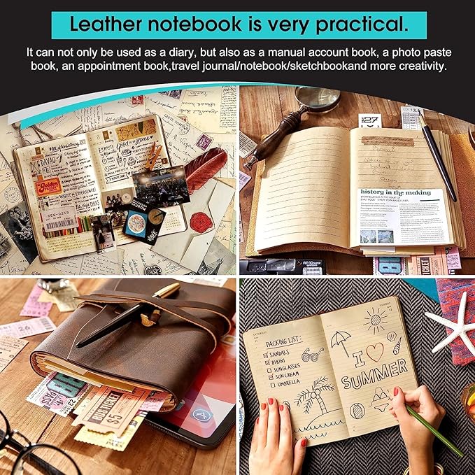 Leather Journal for Women - Genuine Leather Journals for Writing 5x7.1 Inch, Diary for Women, Artist,Travel Journal,Red