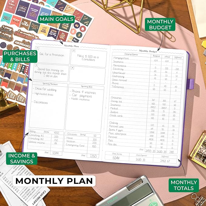 GoGirl Budget Planner – Monthly Financial Planner Organizer Budget Book. Expense Tracker Notebook Journal to Control Money, A5 (Lavender)