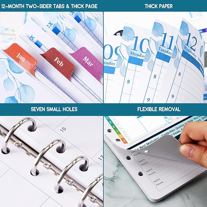 2025 Planner Refills - JAN - DEC 2025 Planner, Two Pages Per Day Daily & Monthly Planner, 5.5" x 8.4", Ring-Bound Organizer, Daily Tracker & Schedule, Colorful Tabs