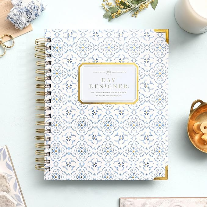 Day Designer 2025 Daily Planner – Premium Planner for Stylish Organization. Combines Monthly Calendar, Hourly Schedule, To-Do List, Gratitude, Goal Setting, Inspirational Quotes & More. Elegant laminated Cover with Gold Accents (Casa Bella)