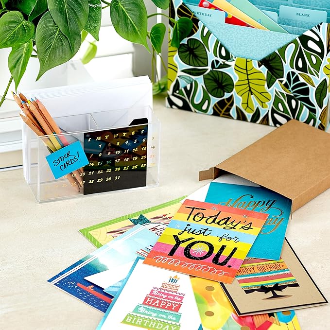 Hallmark Birthday Cards Assortment, 12 Cards with Envelopes (Premium Refill Pack Card Organizer Box)