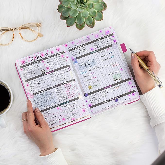 Clever Fox Daily Planner – Undated Planning Notebook with Hourly Schedule & to-Do List – Personal Day Task & Work Organizer, 6 Months (Hot Pink)