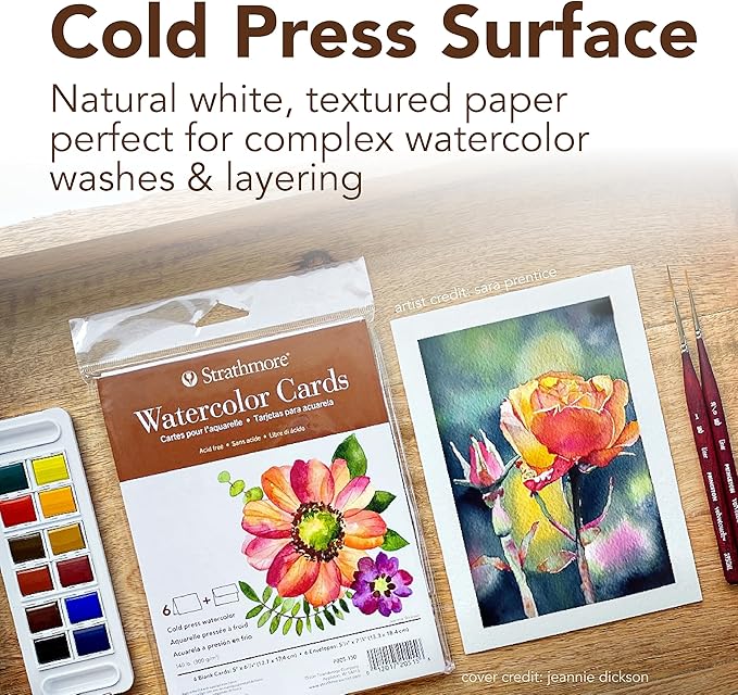 Strathmore Watercolor Postcard Pad, 4x6 inches, 15 Pack - Custom Greeting Cards for Weddings, Events, Birthdays