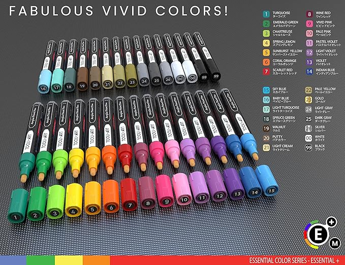 Acrylic Markers, Paint Pens Assorted Vibrant Markers for Rock Painting, Canvas, Glass, Mugs, Wood, Ceramic, Fabric, Metal, Scrapbooking. Non Toxic, Quick Dry, Multi-Surface, Lightfast (MEDIUM)