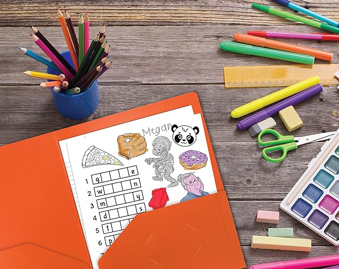 Better Office Products Heavyweight Plastic 2 Pocket Portfolio Folder, Letter Size Poly Folders 24 Pack (Orange)