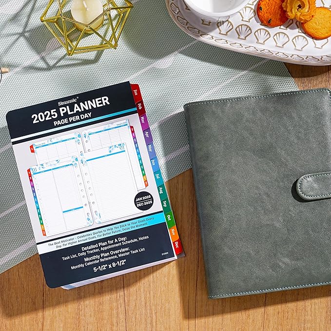 2025 Planner Refills - JAN - DEC 2025 Planner, Two Pages Per Day Daily & Monthly Planner, 5.5" x 8.4", Ring-Bound Organizer, Daily Tracker & Schedule, Colorful Tabs