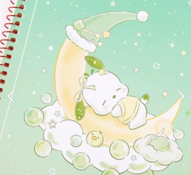 Cute Unruled Blank Spiral Notebook, About 60 Sheets, 7.3 x 10.3 Inches, About 60 Sheets (Green)