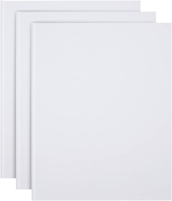 Paper Junkie 8.5x11 inch White Blank Hardcover Books for Kids to Write Stories, Unlined Scrapbook and Journal - 18 Sheets/36 Pages Each - Pack of 3