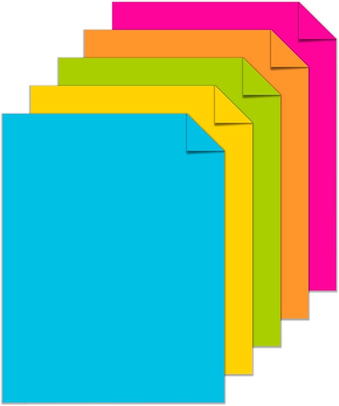 Neenah Astrobrights® Bright Color Paper, Letter Size Paper, 24 lb, Assorted Colors, 500 Sheets