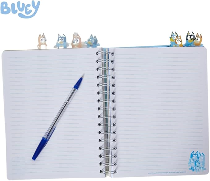 Innovative Designs Bluey Tab Journal Notebook, Spiral Bound, 144 Lined Pages, 8 x 7 inches, Blue