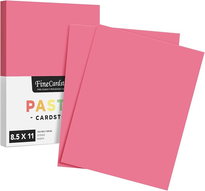 8.5 x 11" Cherry Pastel Color Cardstock Paper - Great for Arts and Crafts, Wedding Invitations, Cards and Stationery Printing | Medium to Heavy Card Stock 110lb Index (199gsm) | 50 Sheets per Pack