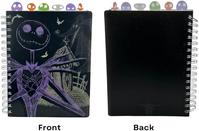 Innovative Designs Nightmare Before Christmas Tab Journal Notebook, Spiral Bound, 144 Lined Pages, 8 x 7 inches, Black