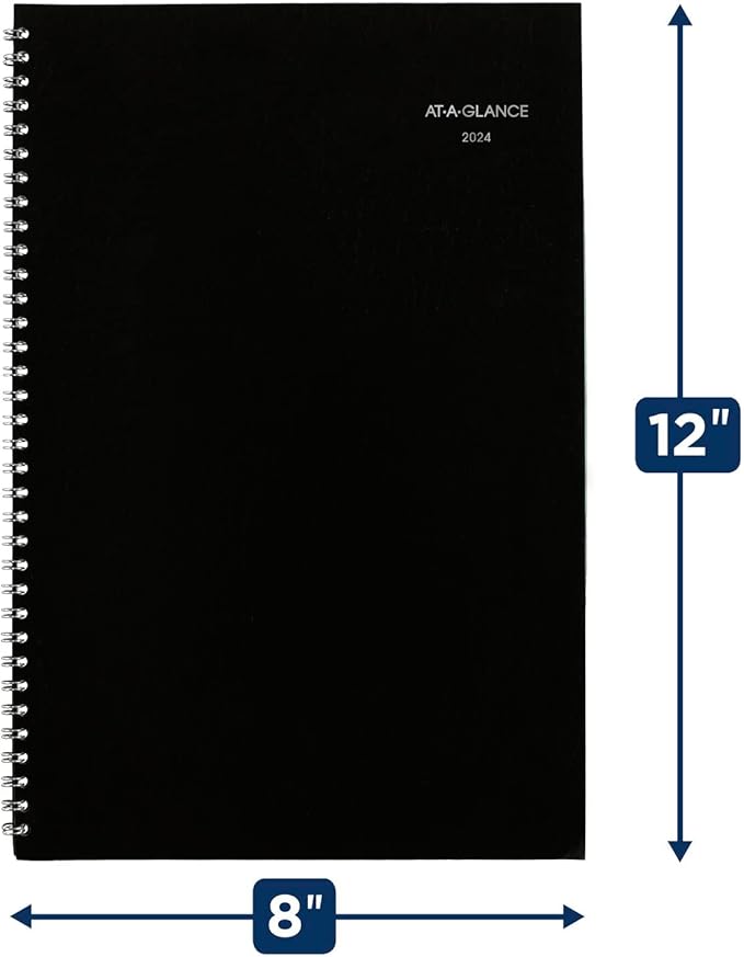 AT-A-GLANCE 2024 Monthly Planner, DayMinder, 8" x 12", Large, Black (SK20024)