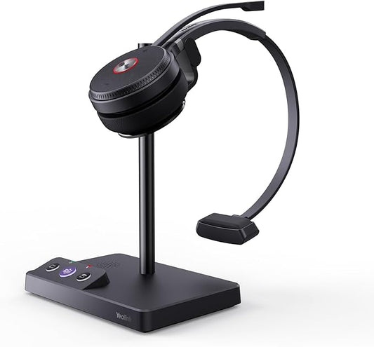 Yealink WH62 DECT Wireless Headset with DECT Base,525 Feet Range Teams/UC Zoom Certified Work Single ear Headset for Desk Phone and PC,Telephone Headset with Noise cancelling Mic,Ringer,13 H Talk Time