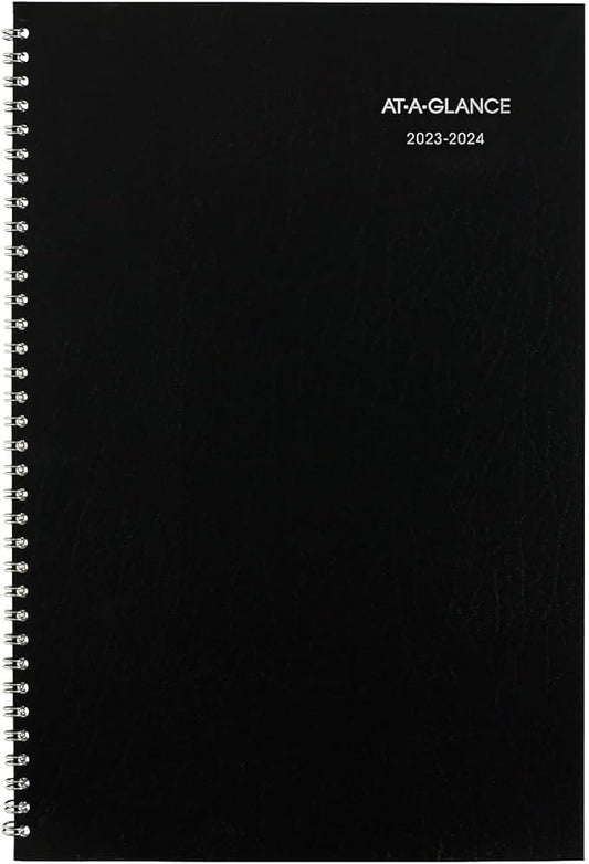 AT-A-GLANCE 2023-2024 Academic Planner, Monthly, 8" x 12", Large, Flexible Cover, DayMinder, Black (AY200)