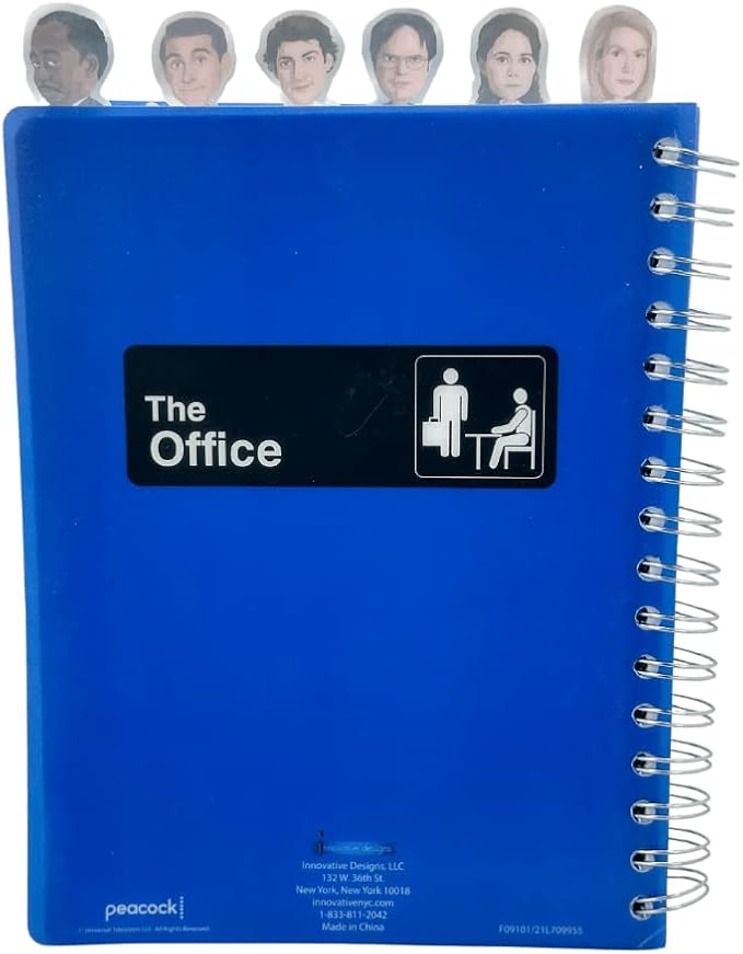 Innovative Designs The Office Journal with Character Tabs, Spiral Binding and Flexible Plastic Cover, 8 x 7 inches