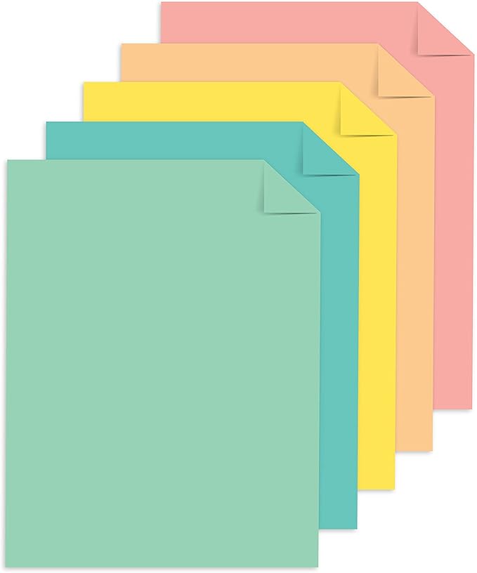 Astrobrights Punchy Pastel Paper Assortment, 8.5" x 11", 24 lb., 5-Color Assortment, 200 Sheets (91741)