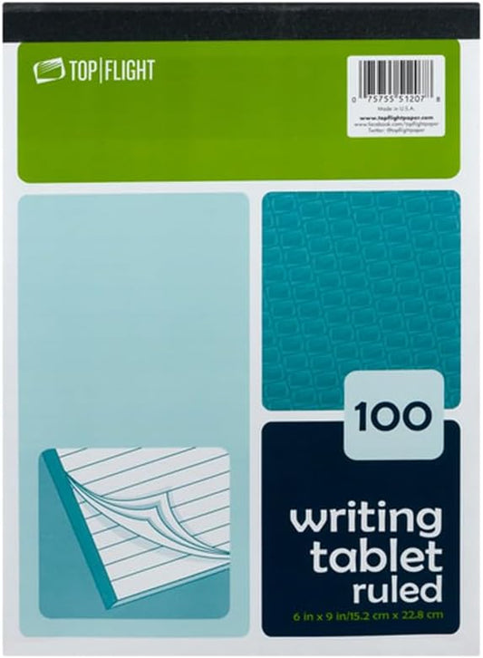 Top Flight Writing Tablet, White, 100 Sheets
