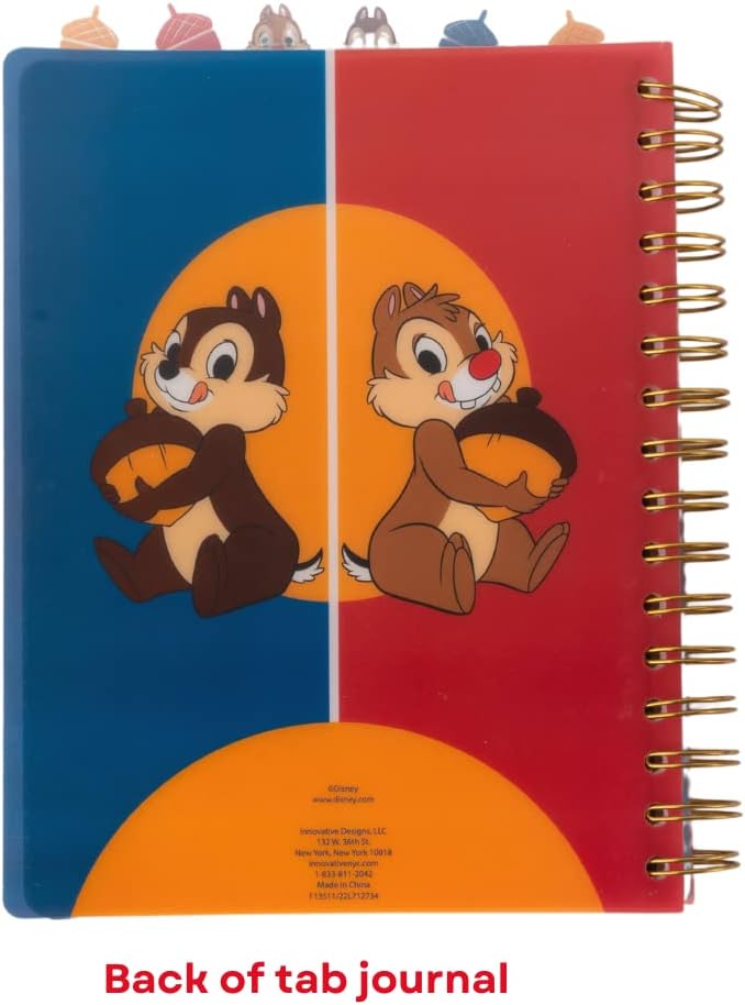 Innovative Designs Disney Chip and Dale Tab Journal Notebook, Spiral Bound, 144 Lined Pages, 8 x 7
