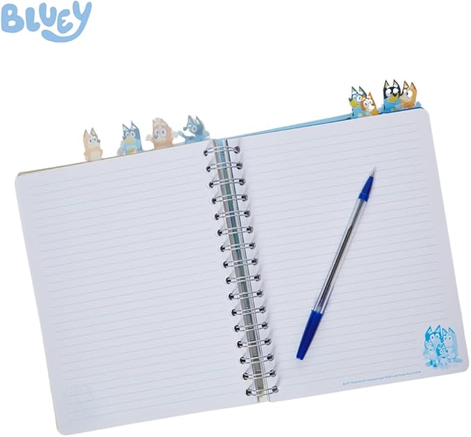 Innovative Designs Bluey Tab Journal Notebook, Spiral Bound, 144 Lined Pages, 8 x 7 inches, Blue