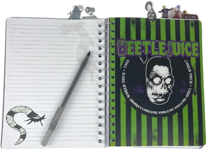 Innovative Designs Beetlejuice Tab Journal Notebook, Spiral Bound, 144 Lined Pages, 8 x 7 inche